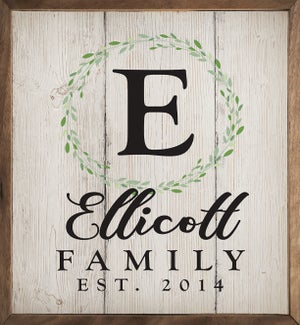 Personalized Initial Name Date Wreath Whitewash